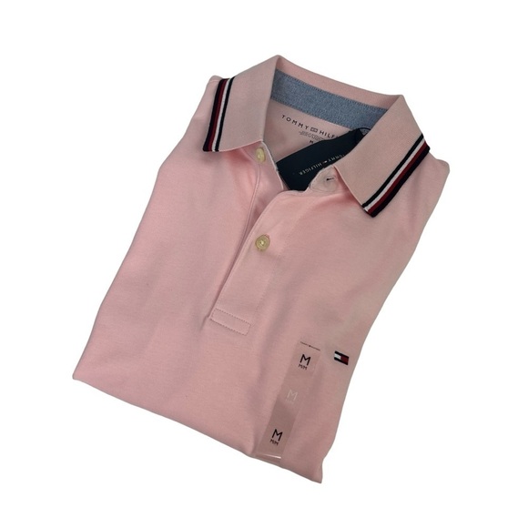 NWT Tommy Hilfiger Men’s Button Polo Shirt Sz Medium Color Pink Short Sleeves - Picture 1 of 12